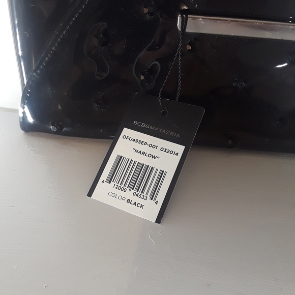 BCBGMAXAZRIA Rhinestone Black Semi Sheer Envelope Clutch NWT - Picture 9 of 13